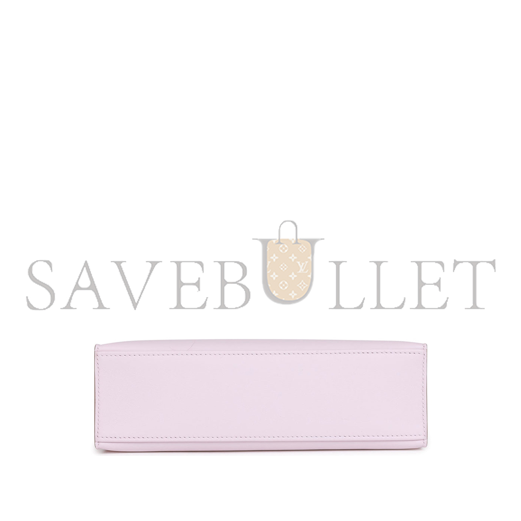 HERMES KELLY POCHETTE MAUVE PALE SWIFT PALLADIUM HARDWARE (22*14*7cm) 